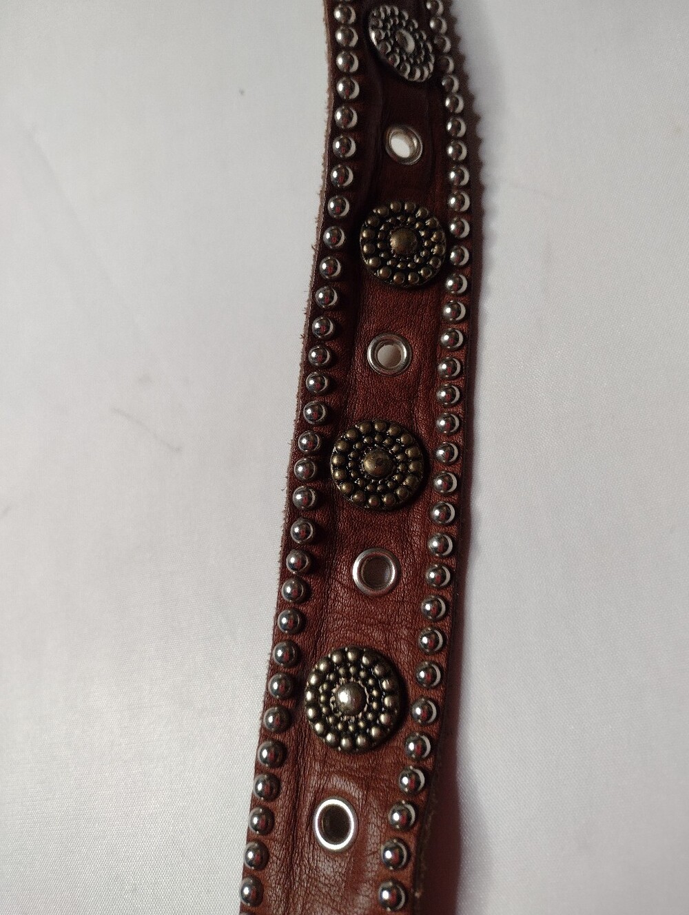 Vintage Sand Castle New York Leather Belt Western Studded Daisy Floral Buckle A1 - Picture 3 of 7